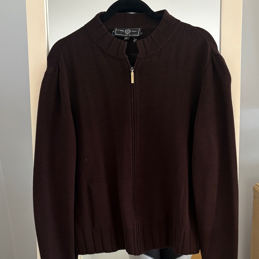 Chic Dark Brown Cardigan Sweater St John Sport